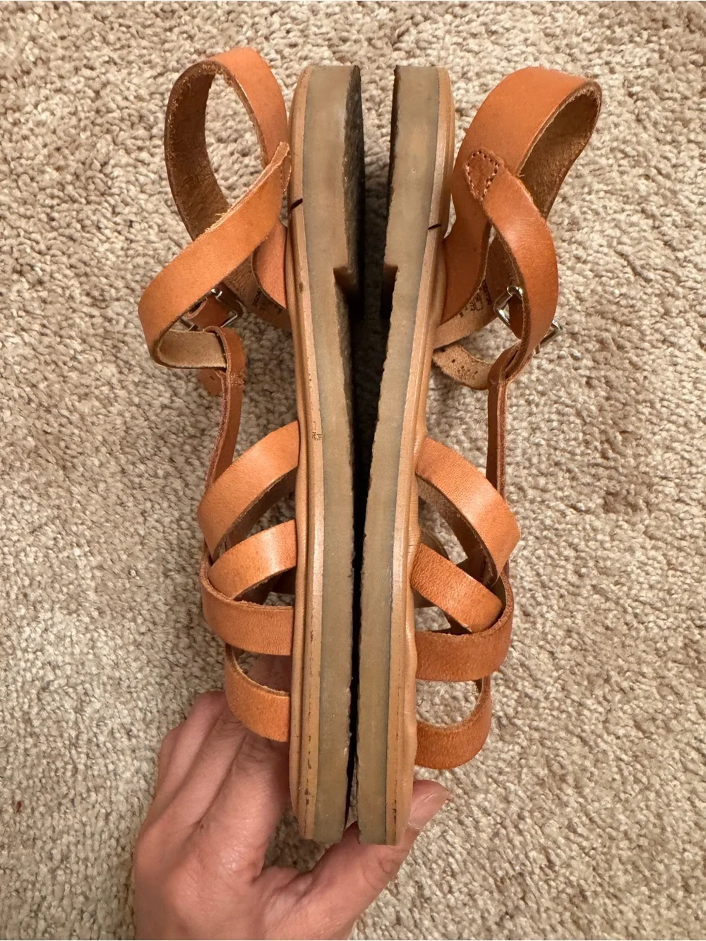 Zara Girls Tan Leather Strappy Sandals